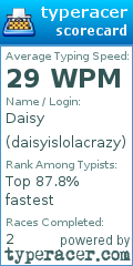 Scorecard for user daisyislolacrazy