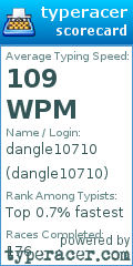 Scorecard for user dangle10710