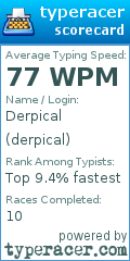 Scorecard for user derpical