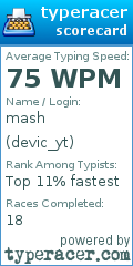Scorecard for user devic_yt