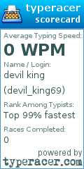 Scorecard for user devil_king69