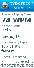 Scorecard for user divinity1