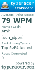 Scorecard for user don_jdpon