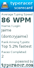 Scorecard for user dontcryjaime