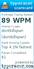 Scorecard for user dontkillspwn