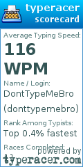 Scorecard for user donttypemebro