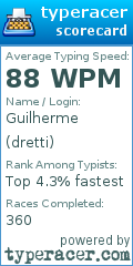 Scorecard for user dretti