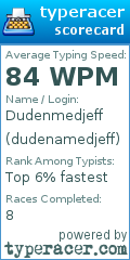 Scorecard for user dudenamedjeff