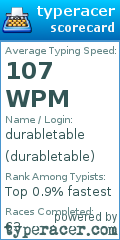 Scorecard for user durabletable