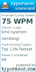 Scorecard for user emilstig
