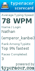Scorecard for user emperor_kanbei