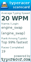 Scorecard for user engine_swap