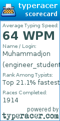 Scorecard for user engineer_student