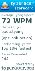 Scorecard for user epsilonfunction