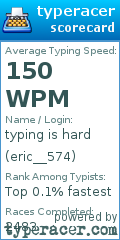 Scorecard for user eric__574