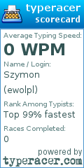 Scorecard for user ewolpl