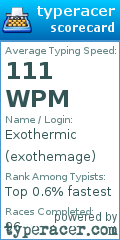 Scorecard for user exothemage