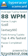 Scorecard for user extazy99