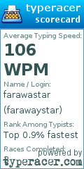 Scorecard for user farawaystar