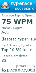 Scorecard for user fastest_typer_euw
