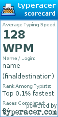 Scorecard for user finaldestination