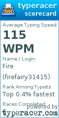Scorecard for user firefairy31415