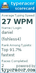 Scorecard for user fishless4