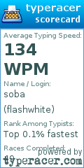 Scorecard for user flashwhite