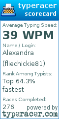 Scorecard for user fliechickie81