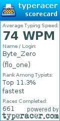 Scorecard for user flo_one