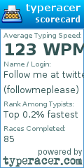Scorecard for user followmeplease