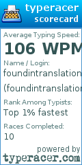 Scorecard for user foundintranslation
