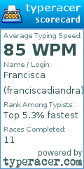 Scorecard for user franciscadiandra