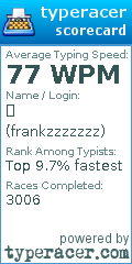 Scorecard for user frankzzzzzzz
