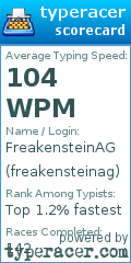 Scorecard for user freakensteinag
