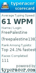 Scorecard for user freepalestine138