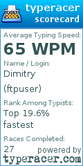 Scorecard for user ftpuser