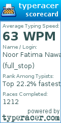 Scorecard for user full_stop