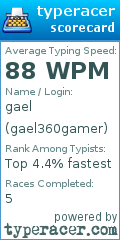 Scorecard for user gael360gamer