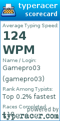 Scorecard for user gamepro03
