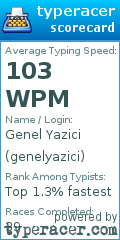 Scorecard for user genelyazici