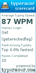 Scorecard for user getwreckedfag