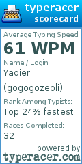 Scorecard for user gogogozepli