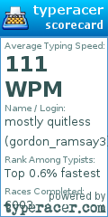 Scorecard for user gordon_ramsay3