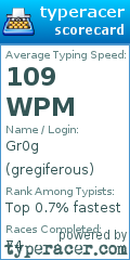 Scorecard for user gregiferous