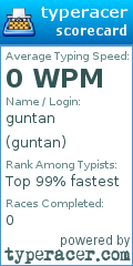 Scorecard for user guntan