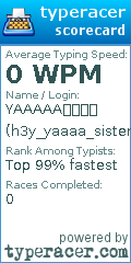 Scorecard for user h3y_yaaaa_sisters