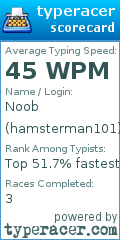 Scorecard for user hamsterman101