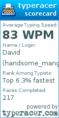 Scorecard for user handsome_mango