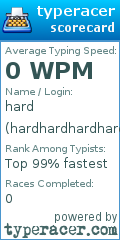 Scorecard for user hardhardhardhard